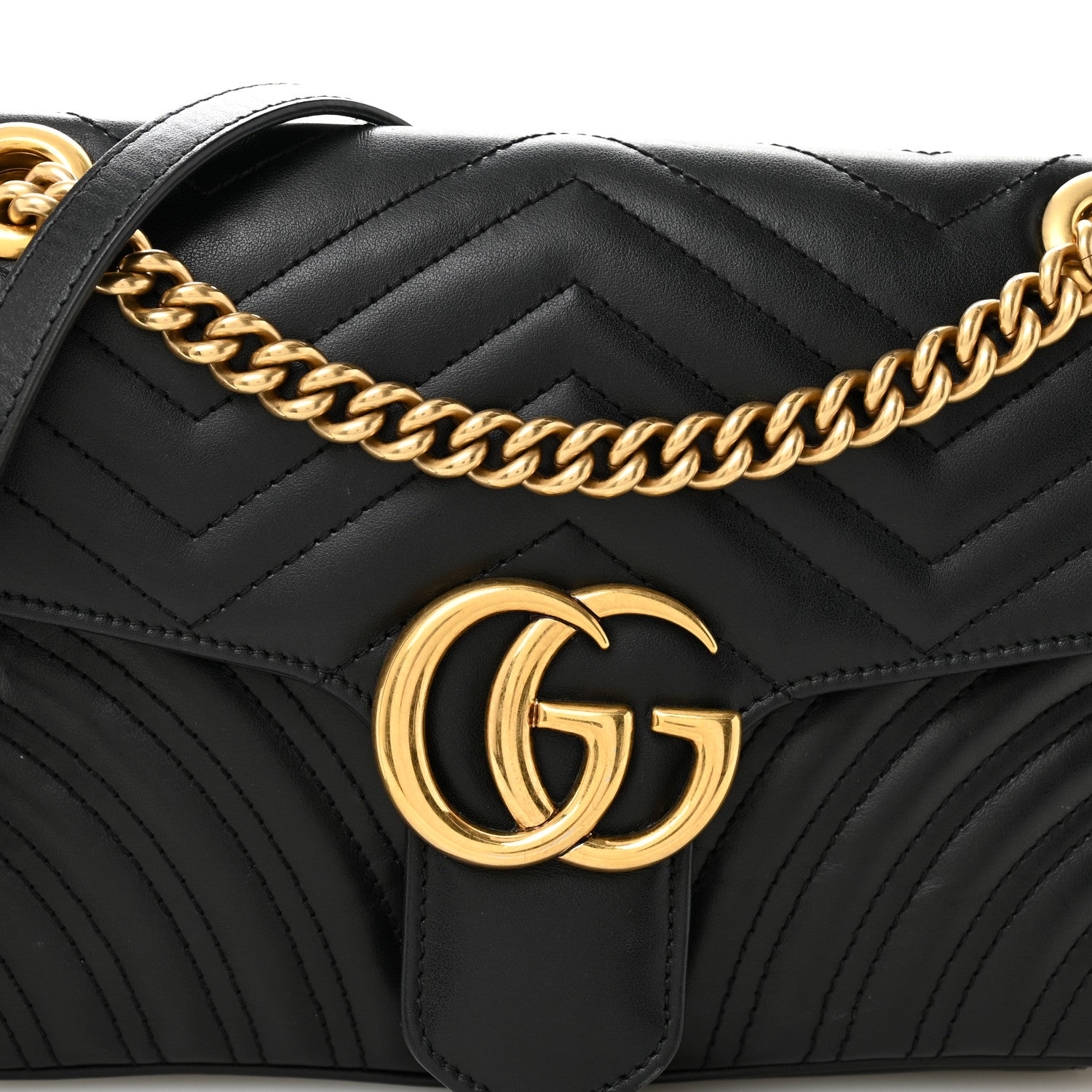Gucci Calfskin Matelasse Small GG Marmont Shoulder Bag Black 8 of 13