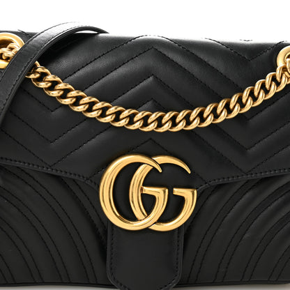 Gucci Calfskin Matelasse Small GG Marmont Shoulder Bag Black 8 of 13