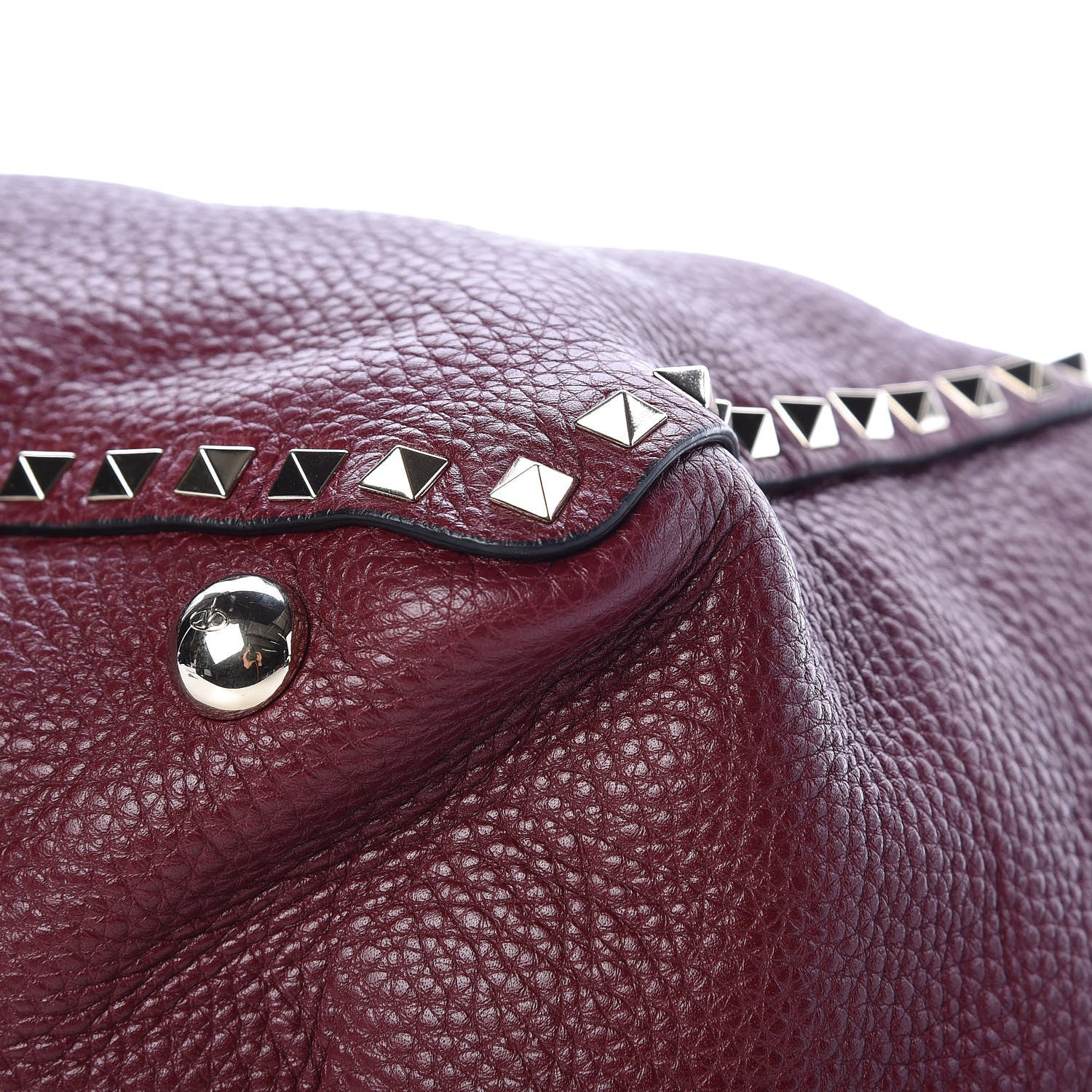 Valentino Garavani Pebbled Calfskin Medium Rockstud Tote Cremisi 11 of 12