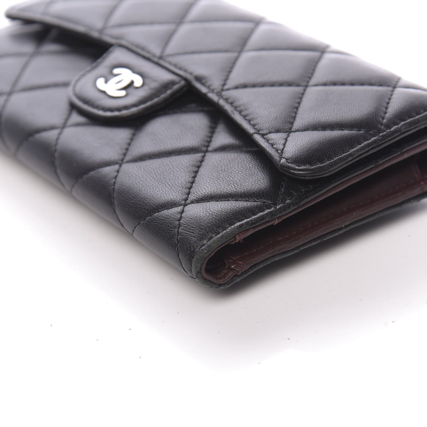 Lambskin Quilted Large Flap Wallet Black