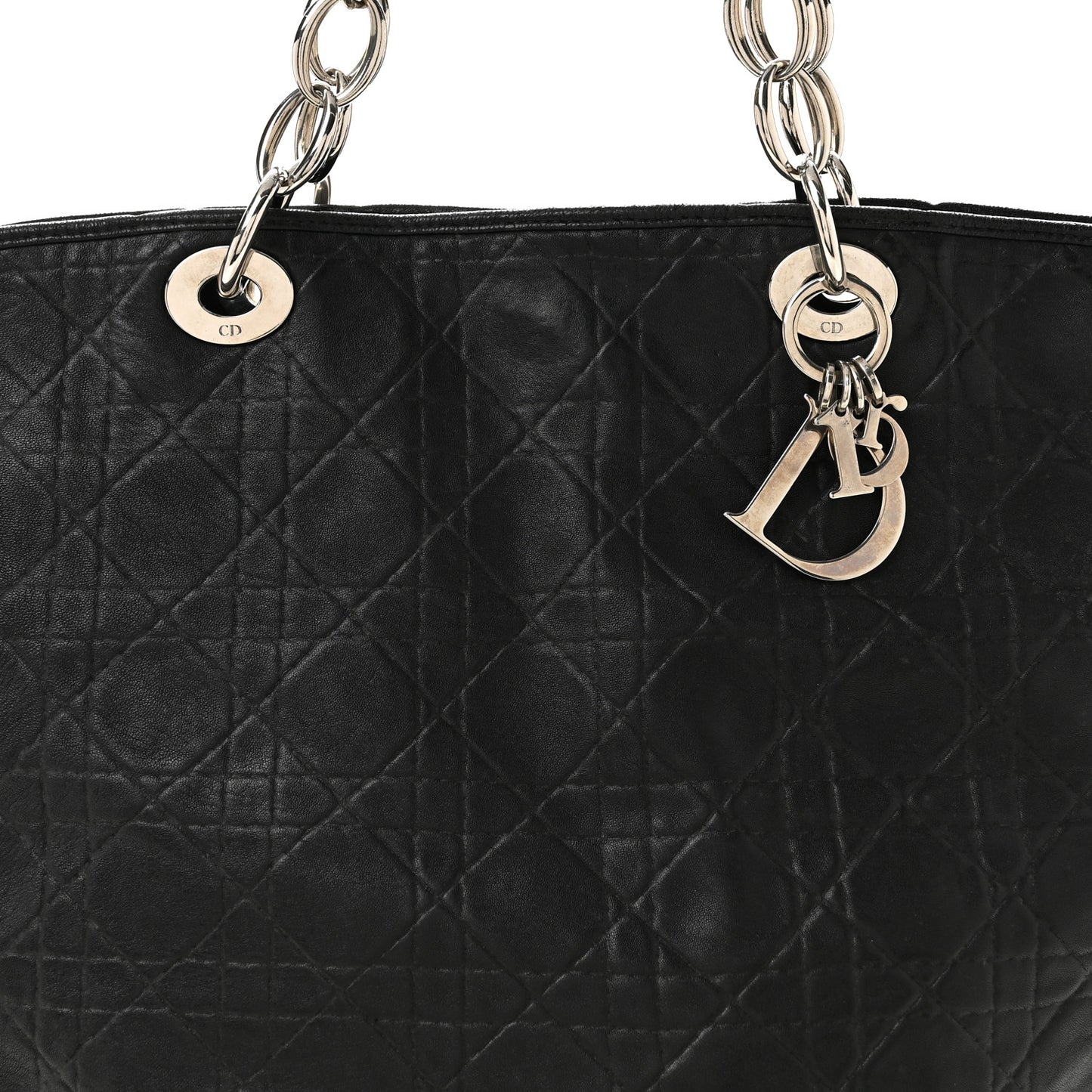 Lambskin Cannage Large Soft Lady Dior Shopping Tote Black