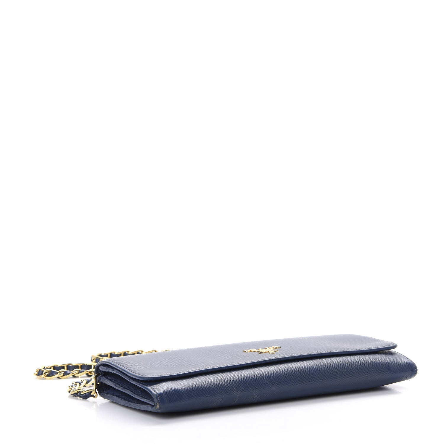 Prada Saffiano Metal Oro Chain Wallet Bleuette 4 of 12