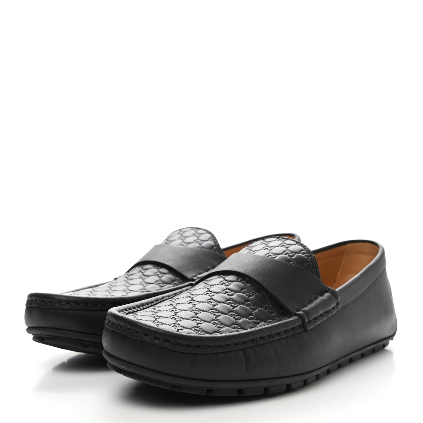 Calfskin Miro Soft Microguccissima Mens Driver Loafers 7.5 Black
