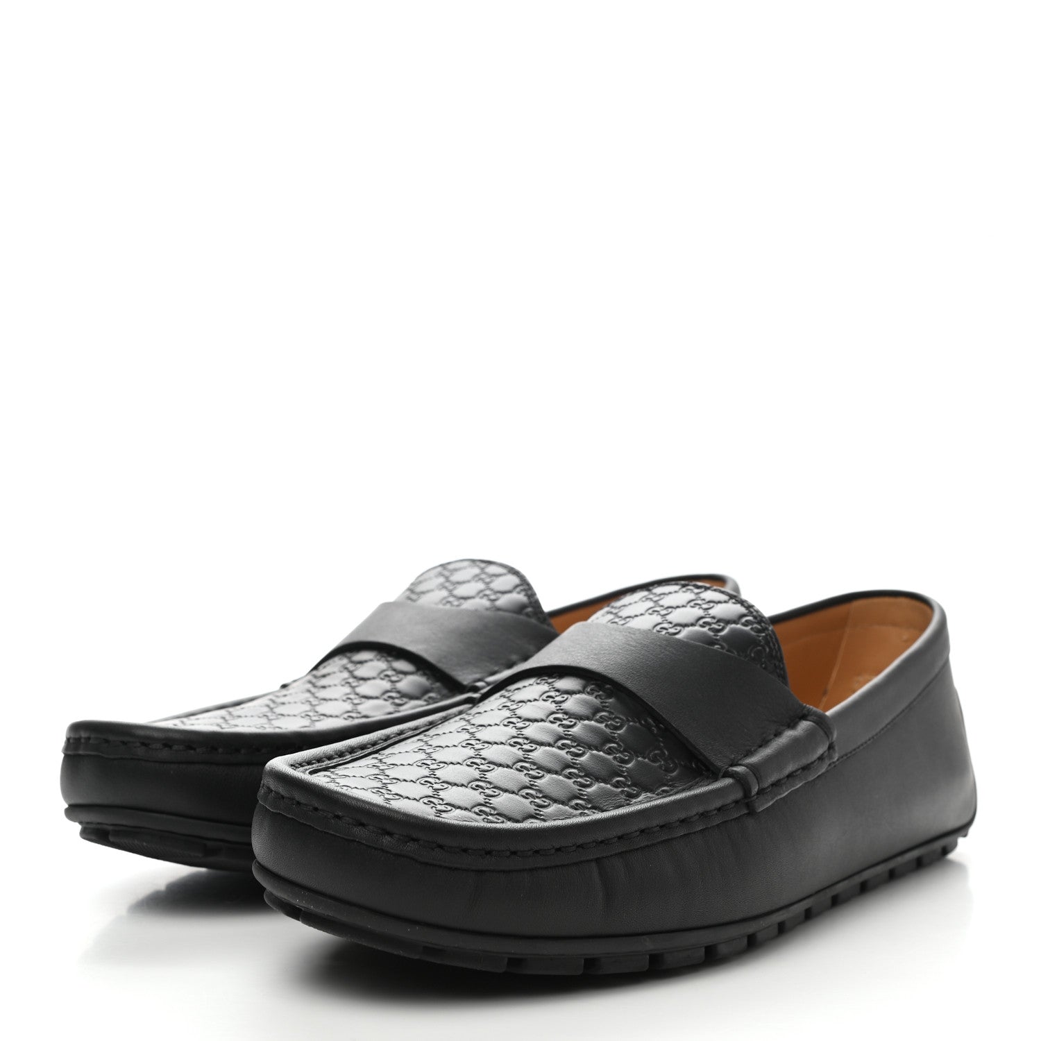 Gucci Calfskin Miro Soft Microguccissima Mens Driver Loafers 7.5 Black 3 of 9