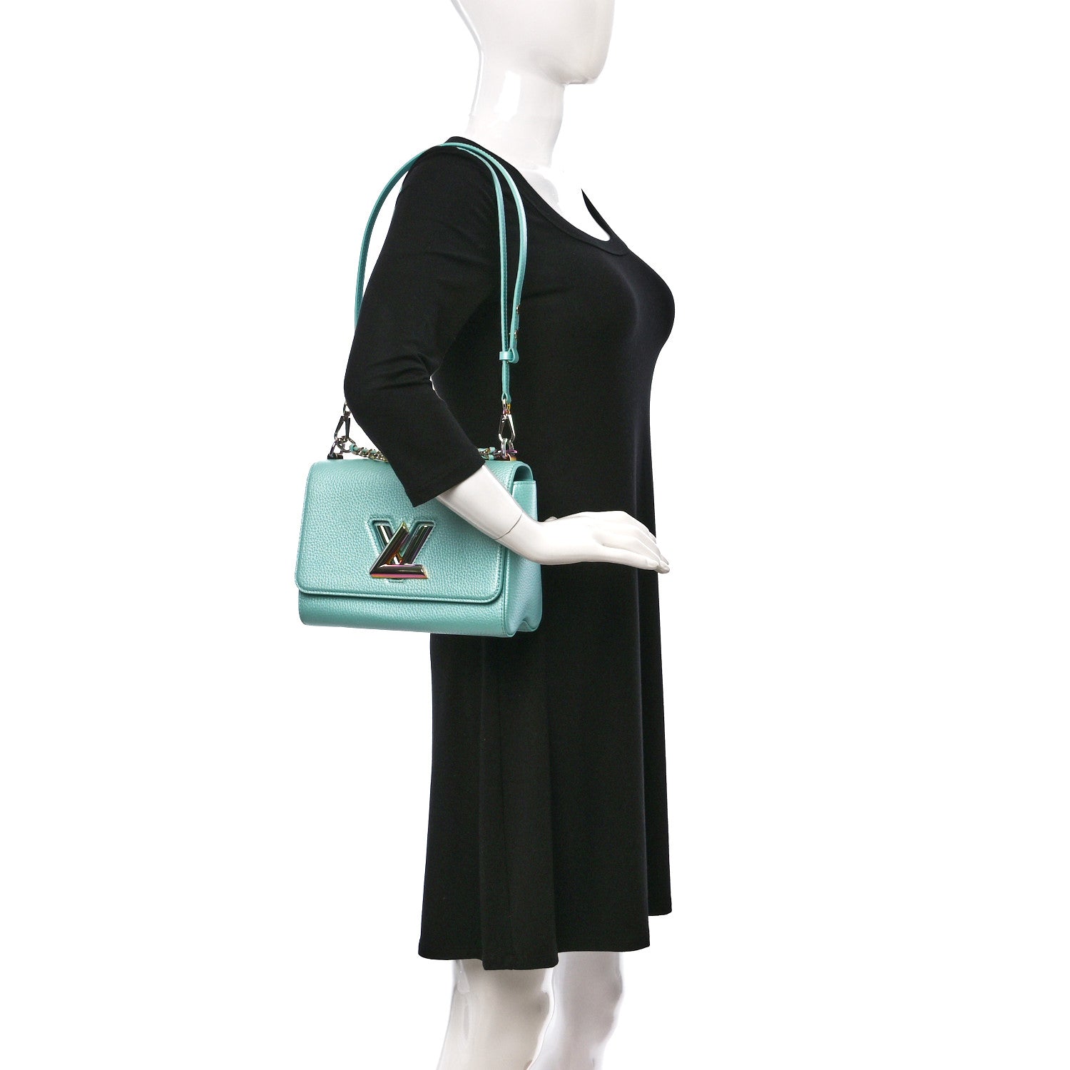 Louis Vuitton Iridescent Grained Calfskin Summer Splash Twist MM Blue 2 of 9