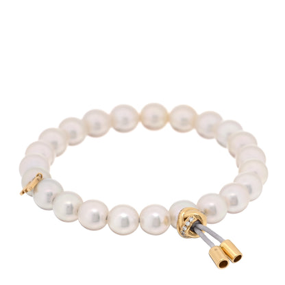 Mikimoto 18K Yellow Gold Akoya Cultured Pearl 7.5-8mm Talisman Glide Strand Bracelet 1 of 3