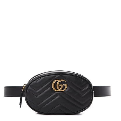 Gucci Calfskin Matelasse GG Marmont Belt Bag 85 34 Black 1 of 11