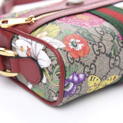 Gucci GG Supreme Monogram Flora Web Mini Ophidia Shoulder Bag Red 7 of 10