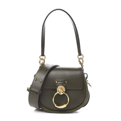 Chloe Calfskin Suede Small Tess Bag Deep Forest 1 of 13