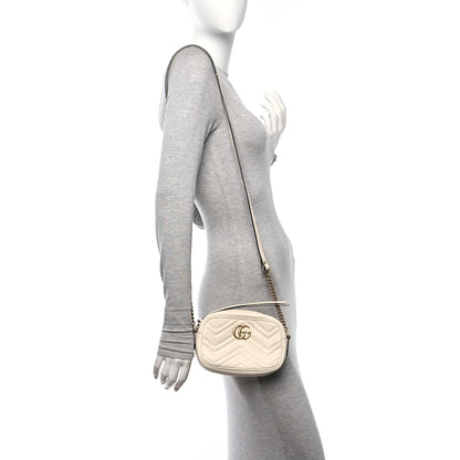 Gucci Calfskin Matelasse Mini GG Marmont Chain Shoulder Bag White 2 of 19
