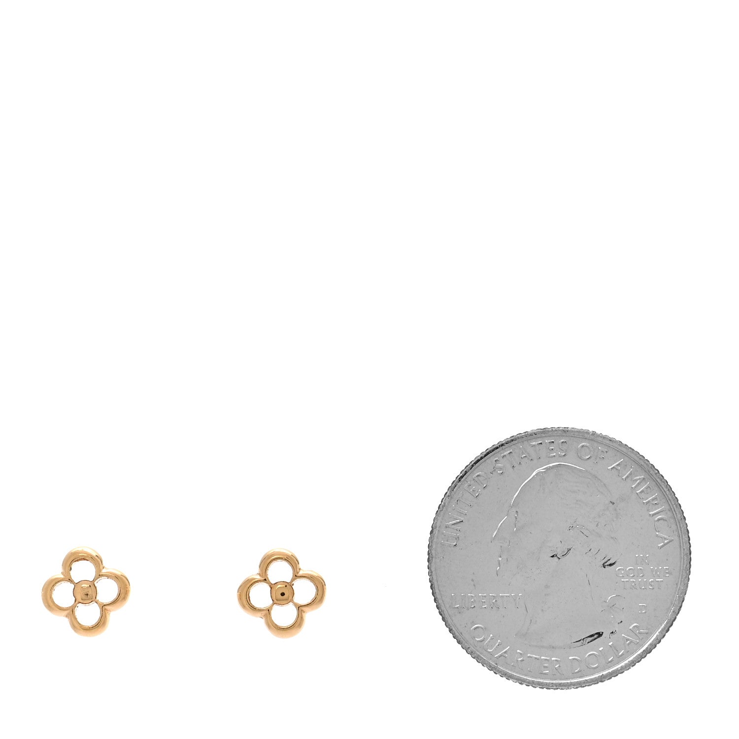 Louis Vuitton Brass Flower Full Stud Earrings Gold 2 of 5