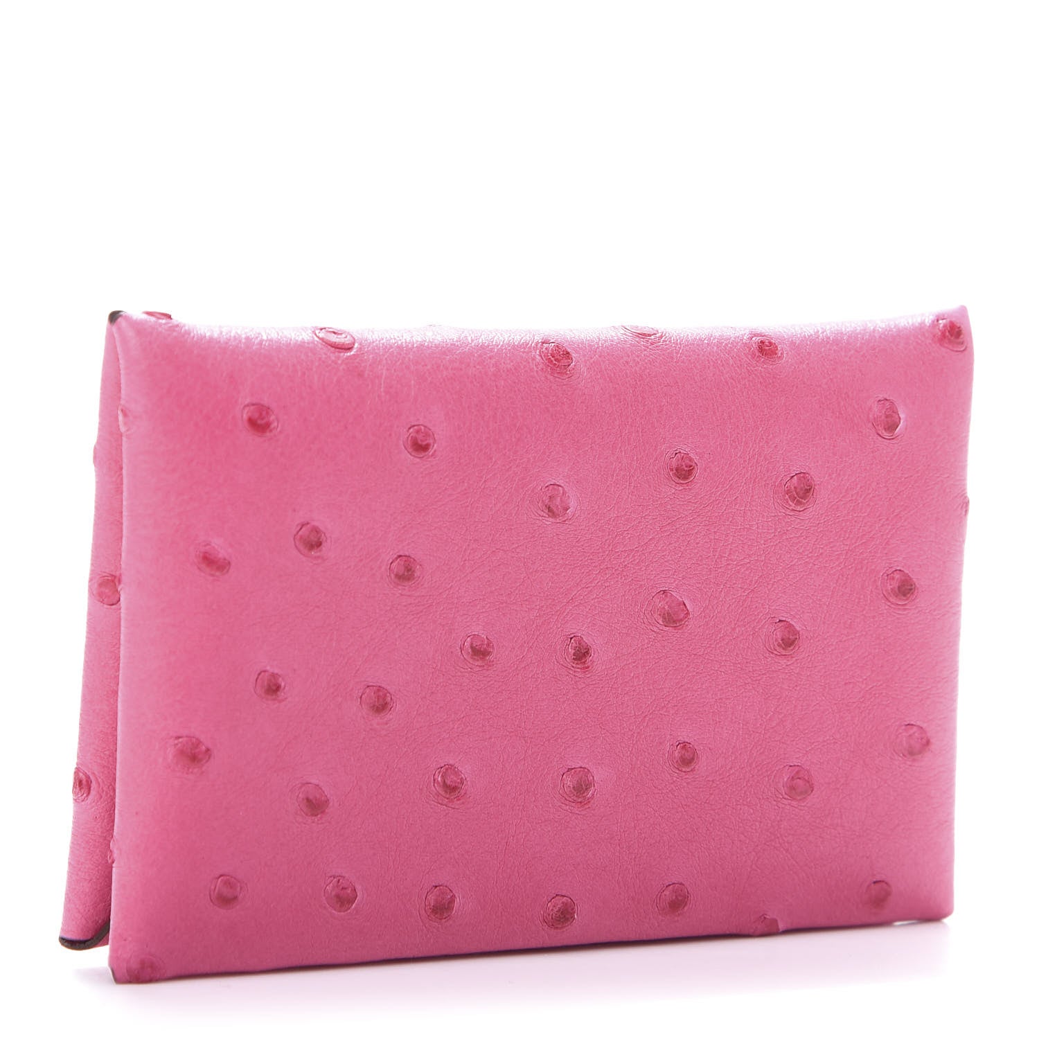 Hermes Ostrich Calvi Card Case Rose Tyrien 3 of 9