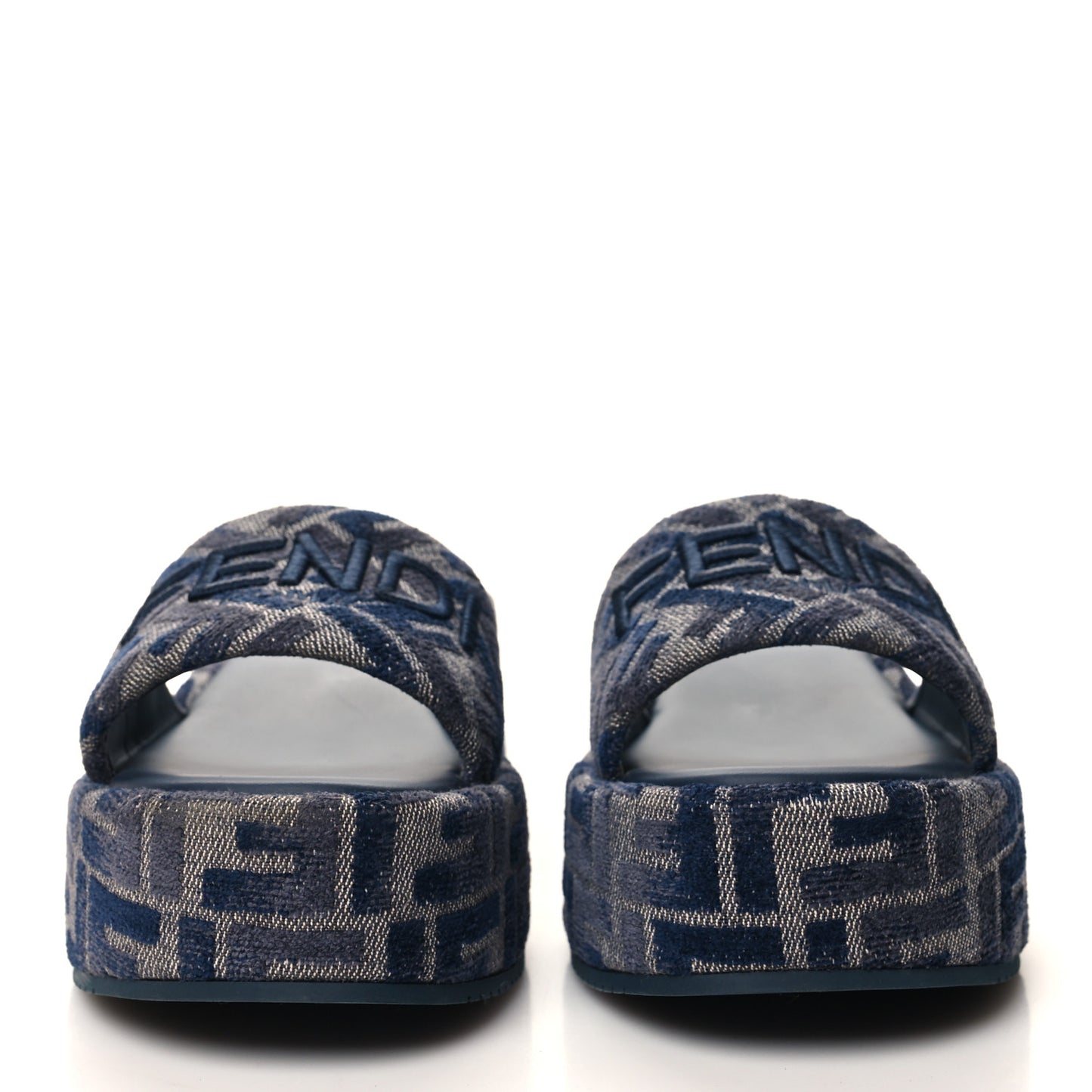 Chenille Womens FF Sunshine Flatform Slide Sandals 36.5 Blue