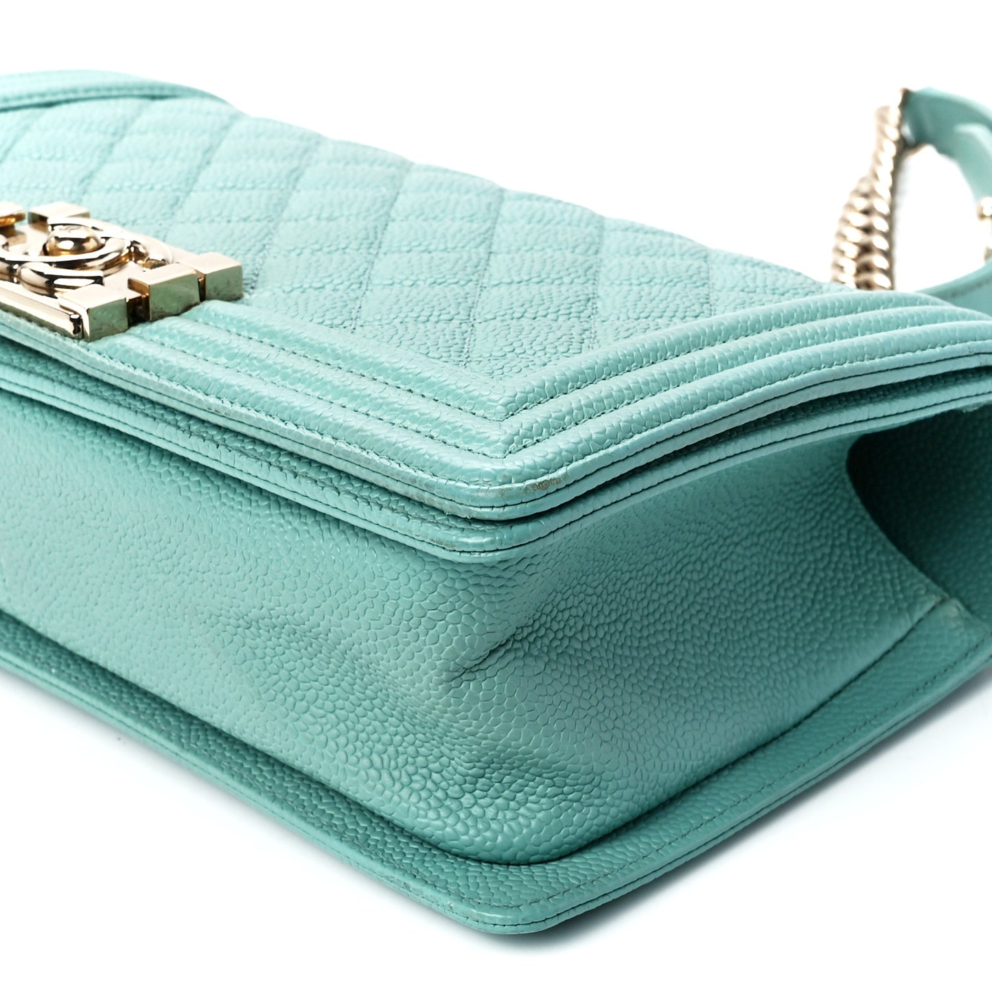 Caviar Quilted Medium Boy Flap Light Blue