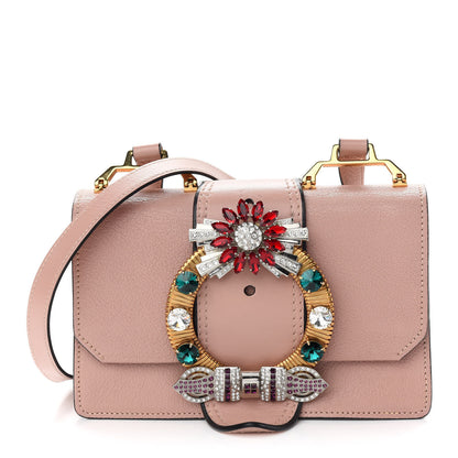 Miu Miu Goatskin Madras Soft Calf Crystal Embellished Shoulder Bag Mughetto 1 of 8