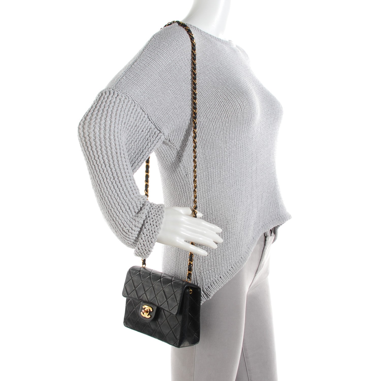 Chanel Lambskin Quilted Mini Square Flap Black 4 of 11