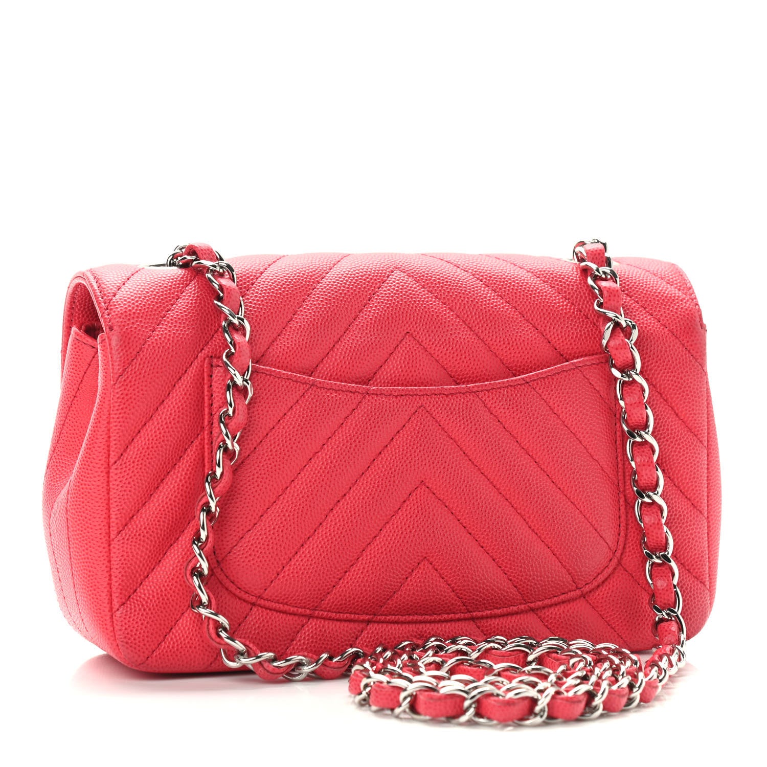 Chanel Caviar Chevron Quilted Mini Rectangular Flap Red 3 of 11