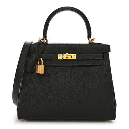 Hermes Togo Horseshoe Kelly Retourne 25 Black 1 of 11
