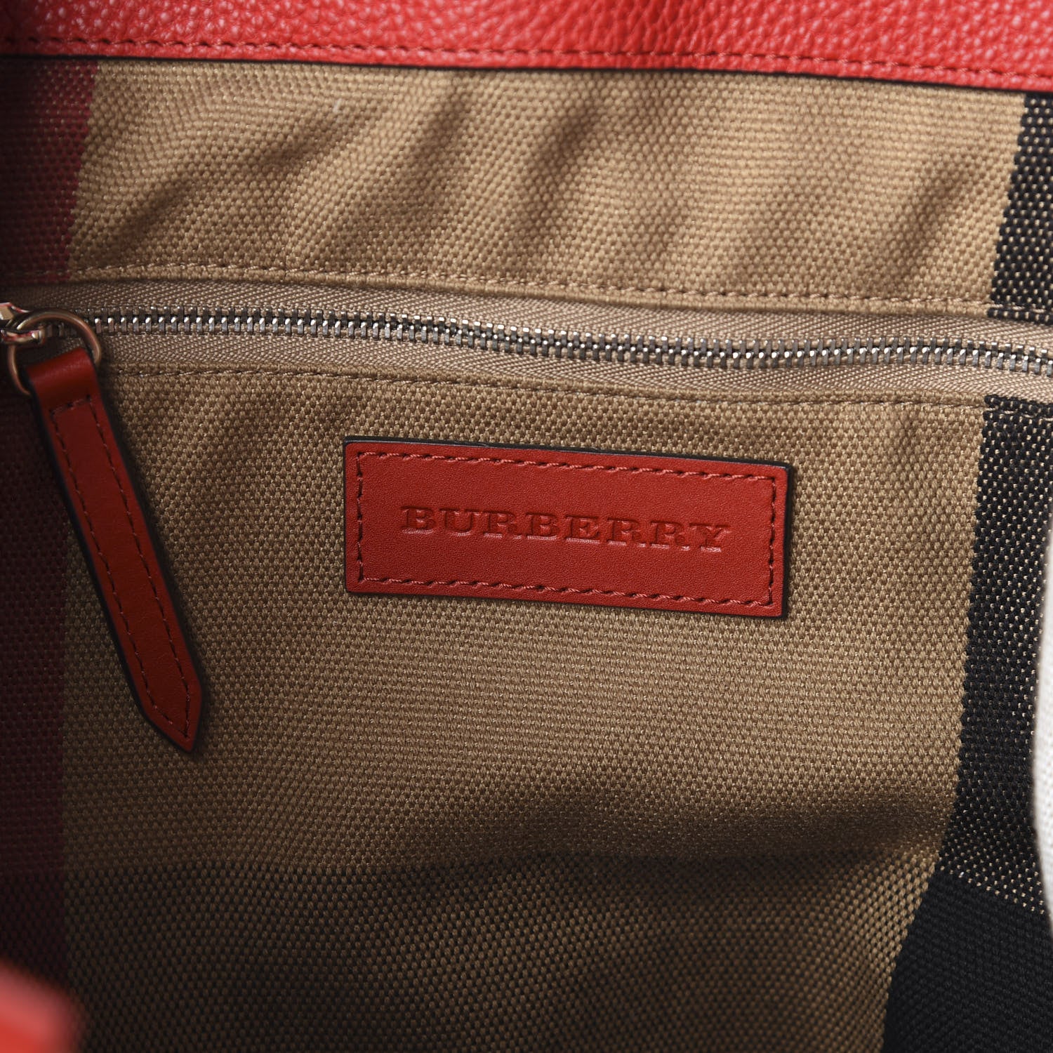 Burberry Brit Calfskin House Check Medium Maidstone Red 7 of 8