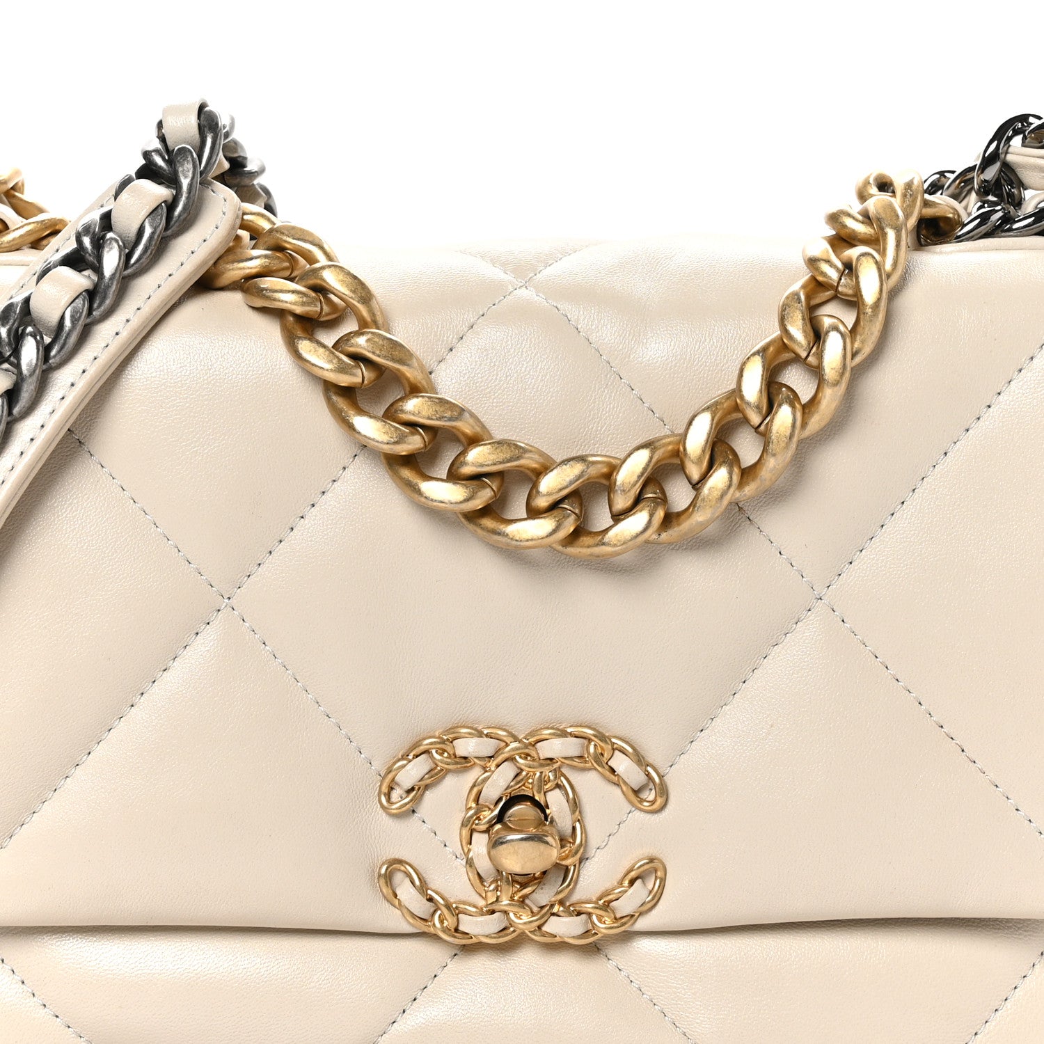 Chanel Goatskin Quilted Medium Chanel 19 Flap White 8 of 13