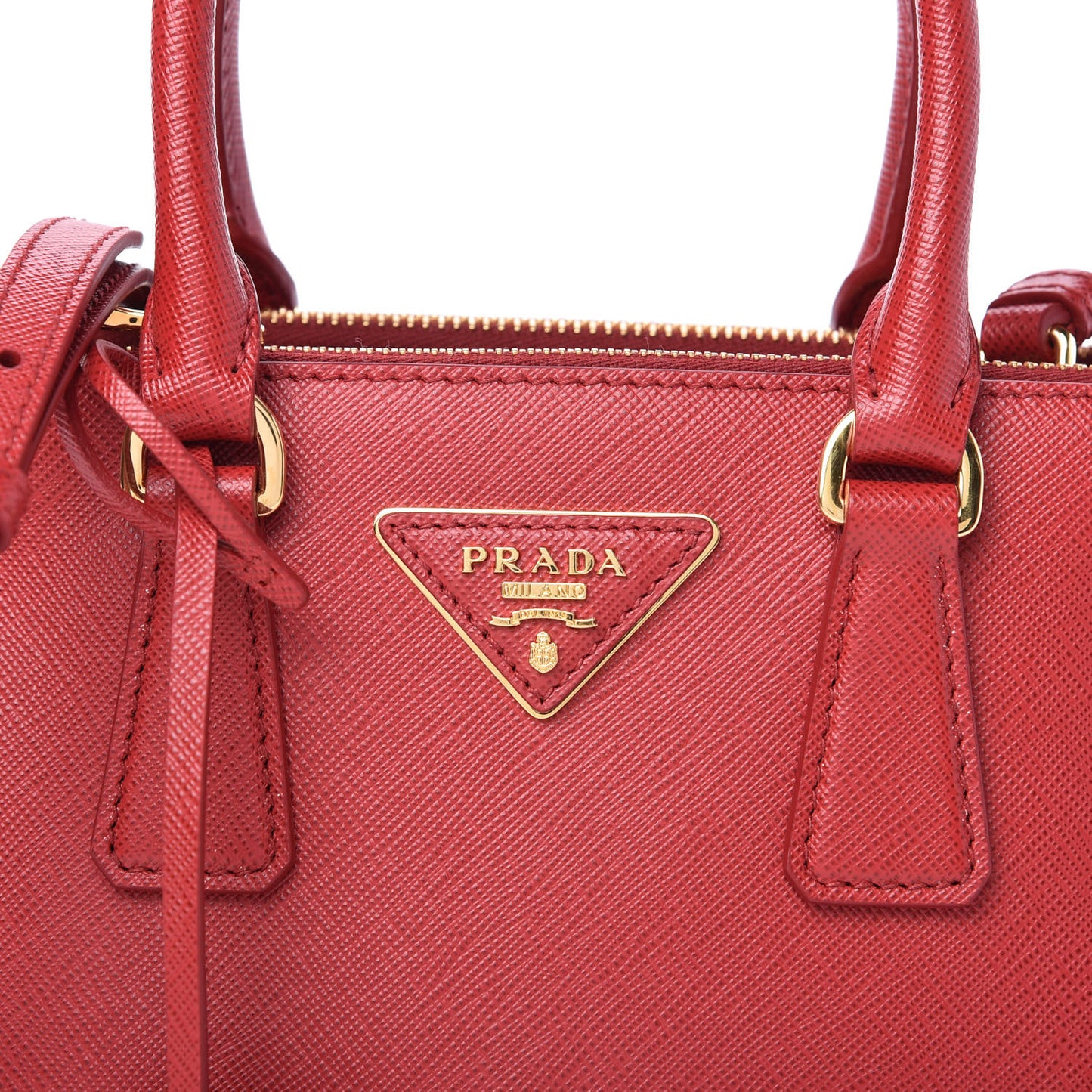 Saffiano Mini Galleria Double Zip Tote Fuoco