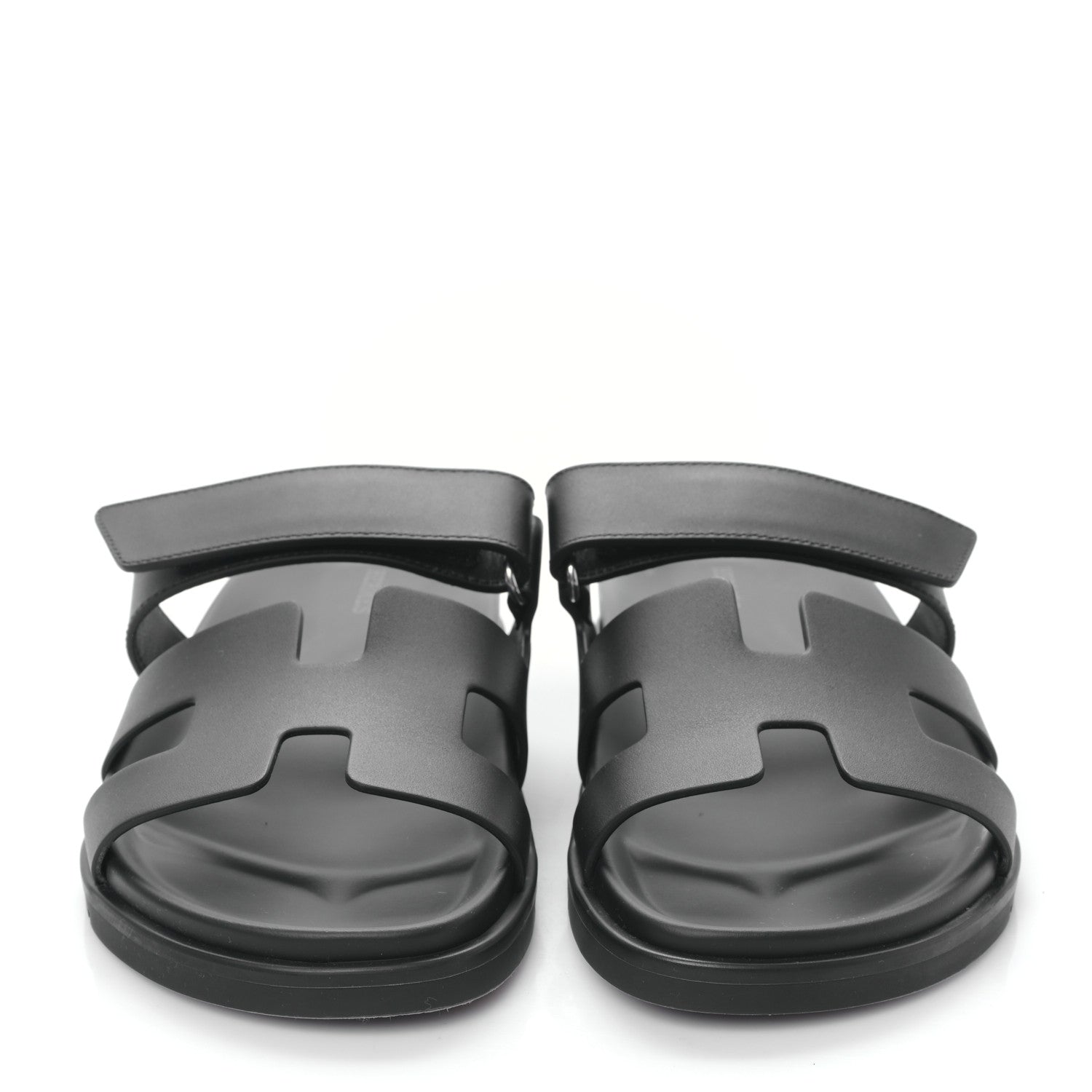 Hermes Calfskin Womens Chypre Sandals 39.5 Black 2 of 9