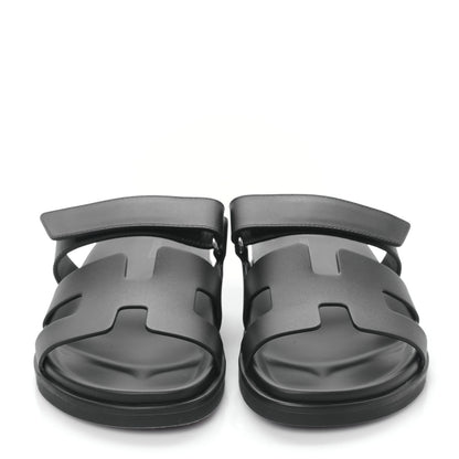 Hermes Calfskin Womens Chypre Sandals 39.5 Black 2 of 9
