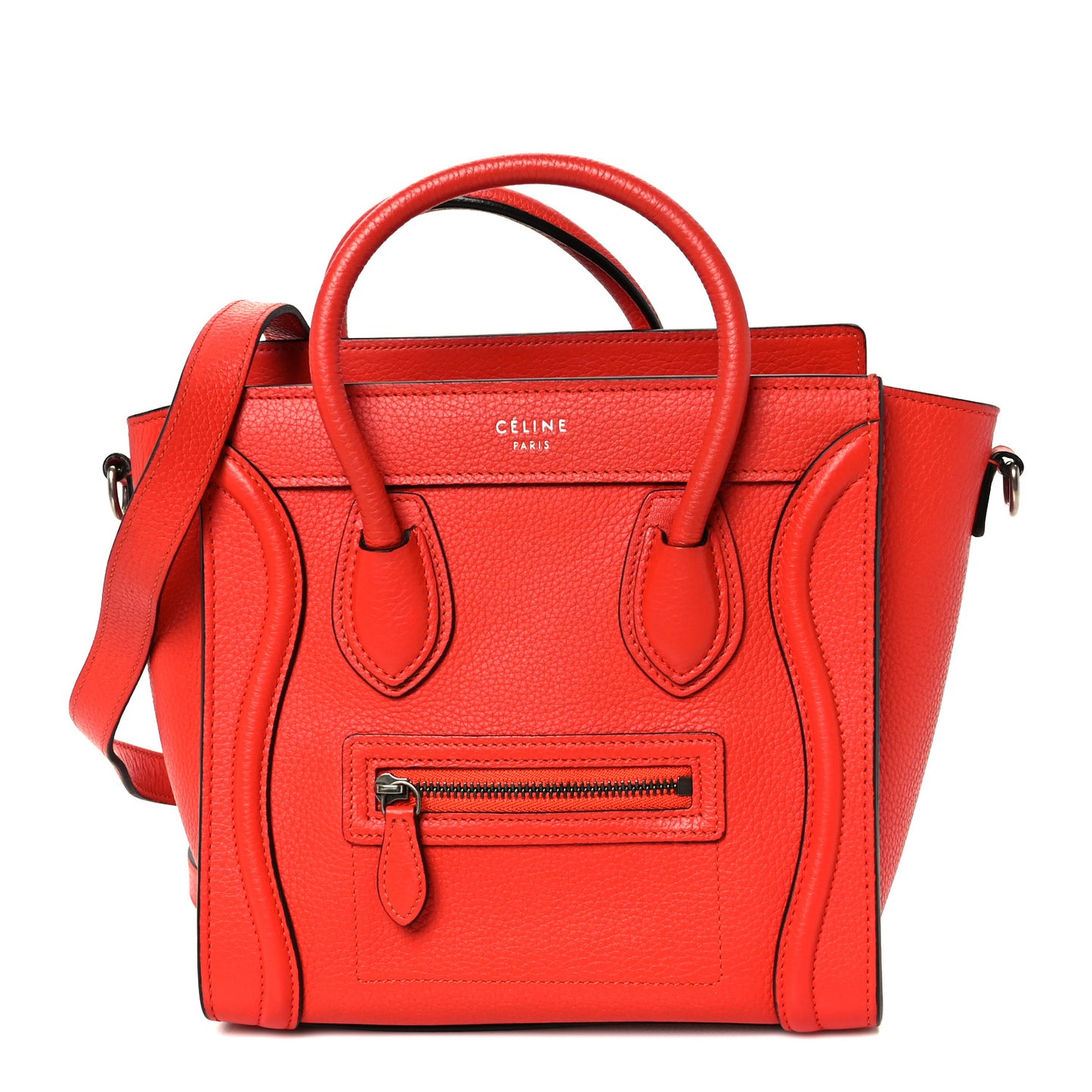 Drummed Calfskin Nano Luggage Vermillion