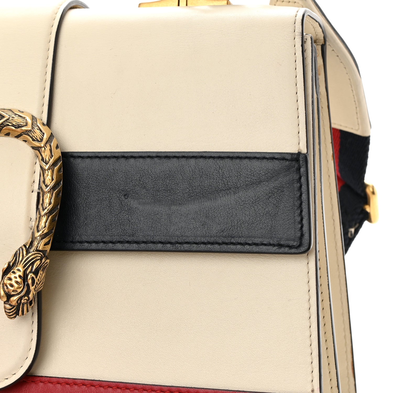 Gucci Calfskin Bamboo Web Medium Dionysus Top Handle Bag White Blue Hibiscus Red 16 of 19