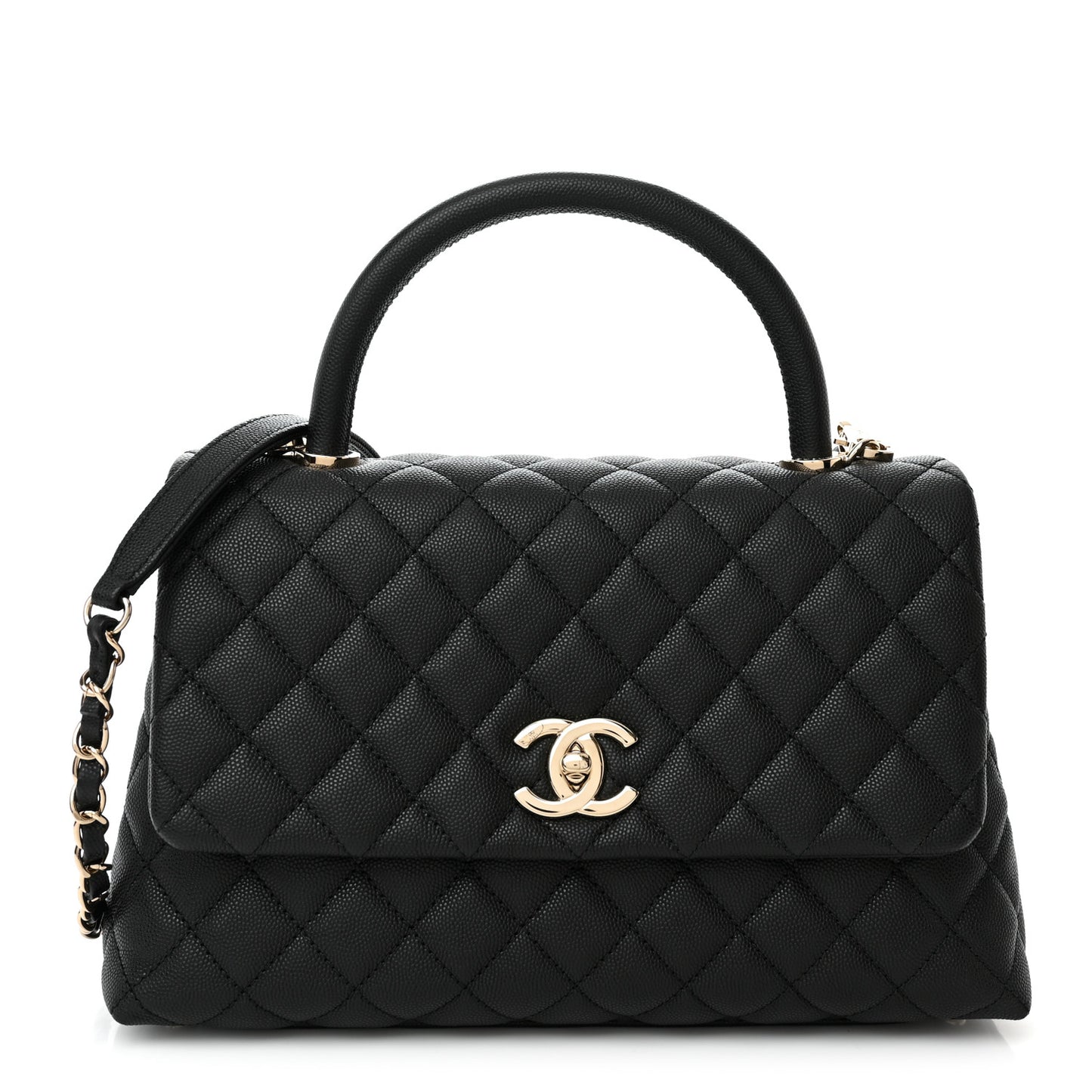 Caviar Quilted Small Coco Handle Flap Black