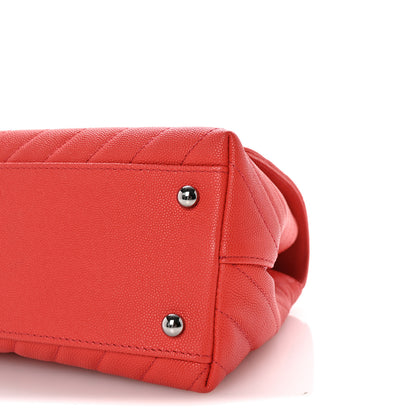 Chanel Caviar Chevron Quilted Small Coco Handle Flap Coral 10 of 10