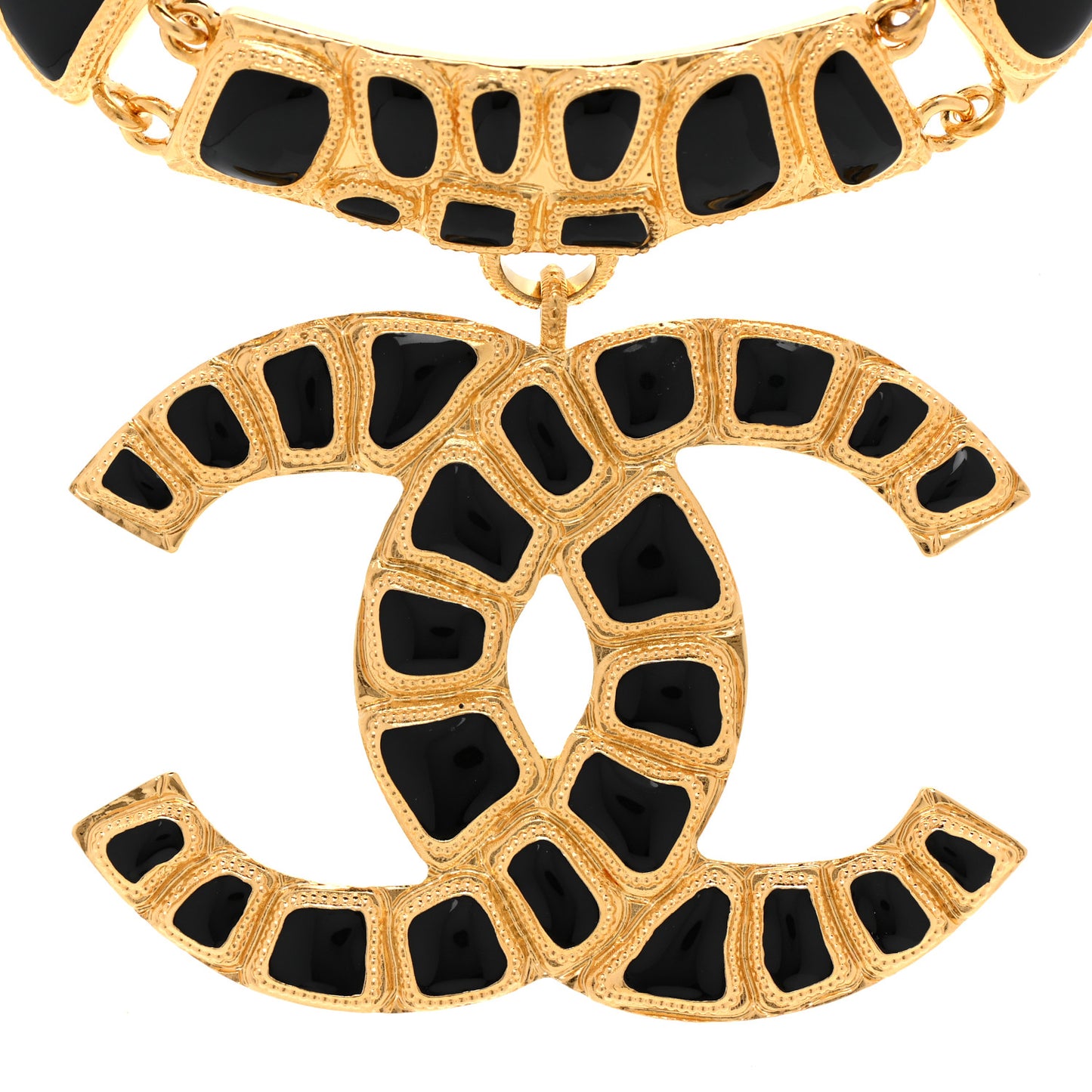 Resin Along The Nile Large CC Pendant Necklace Gold Black