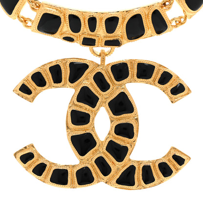Chanel Resin Along The Nile Large CC Pendant Necklace Gold Black 4 of 7