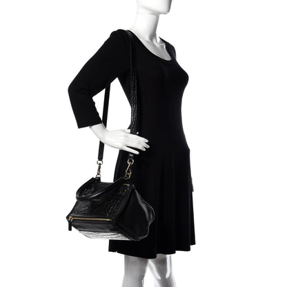 Givenchy Calfskin Crocodile Embossed Small Pandora Black 2 of 10