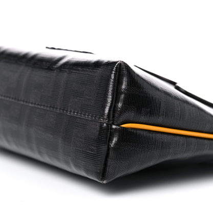 Fendi X FILA Glazed Fabric Vitello Century FF 1974 Mania Pouch Mogano Panna White Black 9 of 13