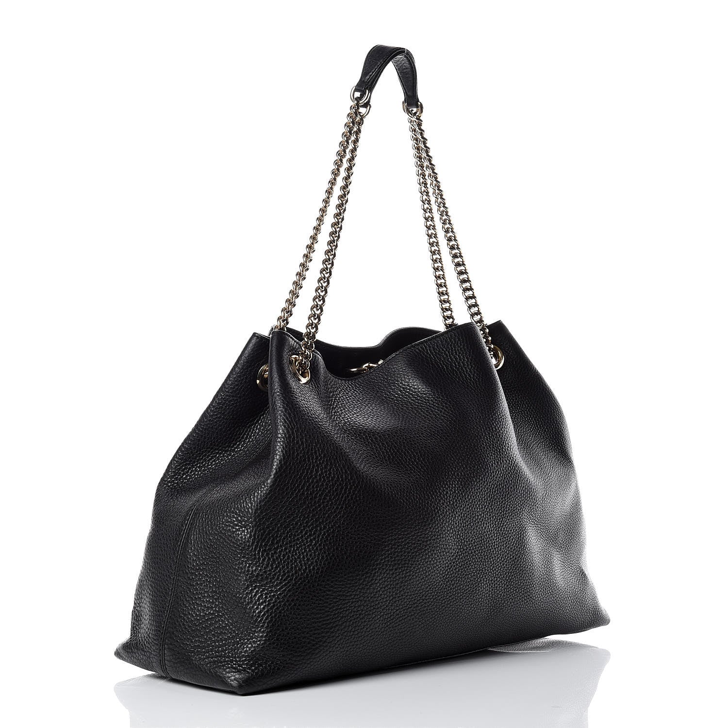 Gucci Pebbled Calfskin Large Soho Chain Shoulder Bag Black 3 of 13