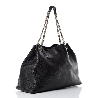 Gucci Pebbled Calfskin Large Soho Chain Shoulder Bag Black 3 of 13
