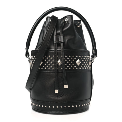 Saint Laurent Smooth Calfskin Studded Small Bahia Drawstring Bucket Bag Black 1 of 9