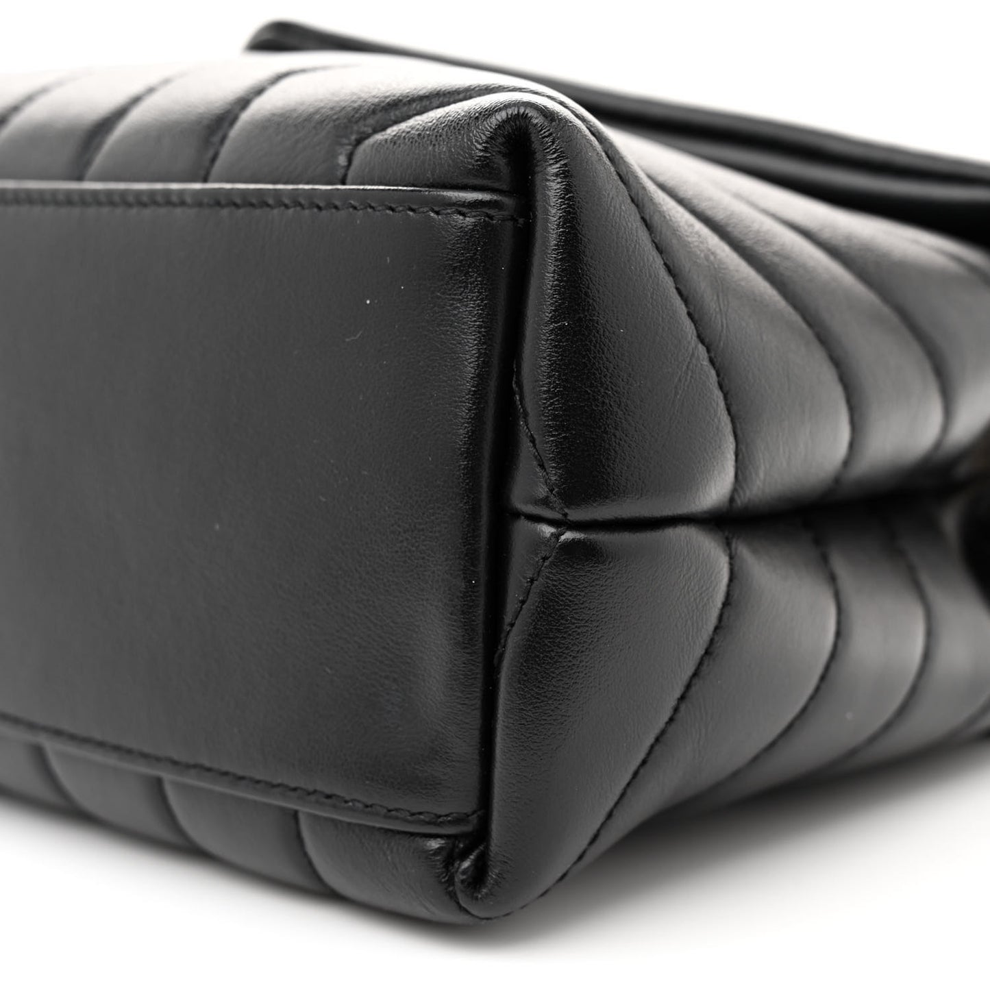 Calfskin Y Quilted Monogram Small Loulou Chain Satchel Black