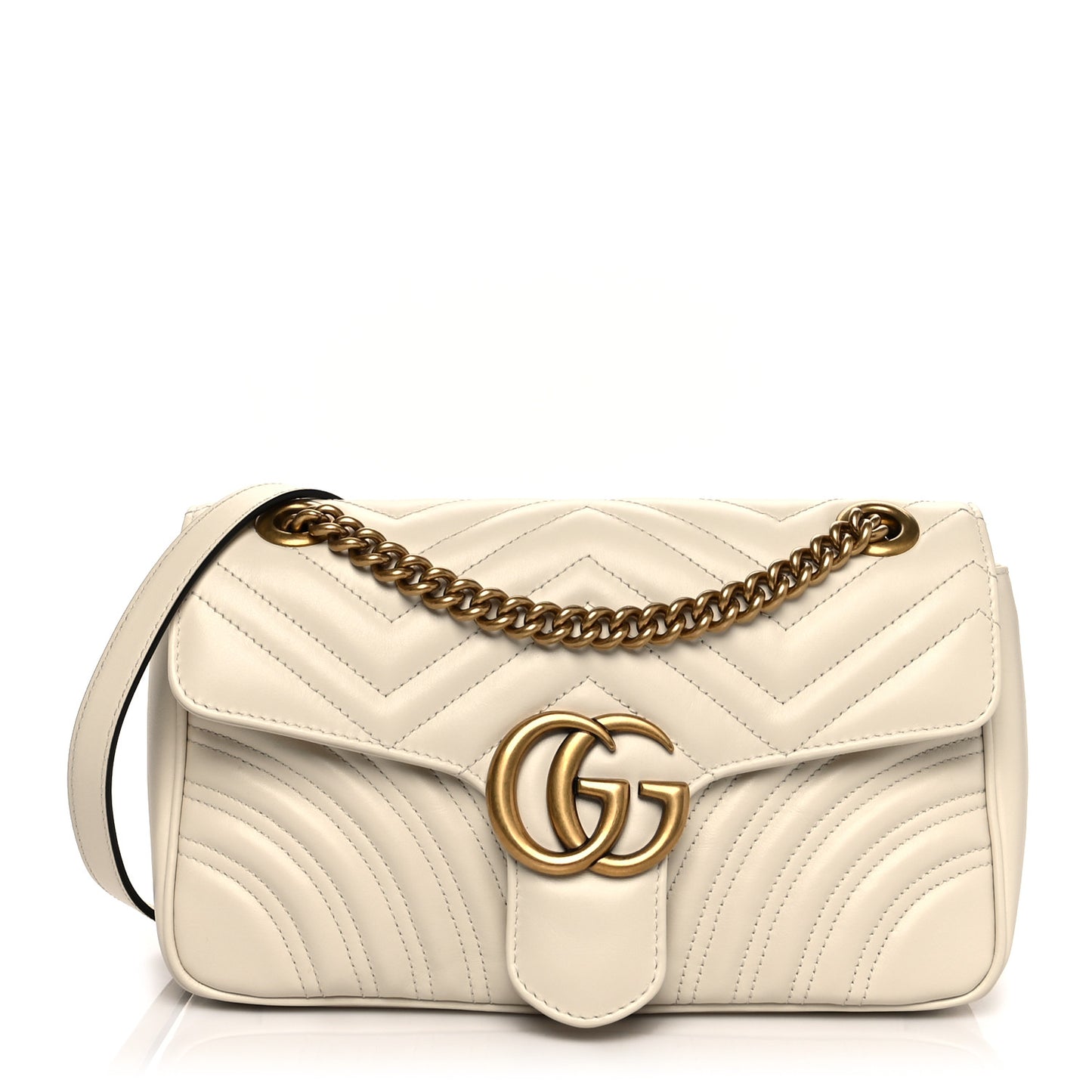 Calfskin Matelasse Small GG Marmont Shoulder Bag White