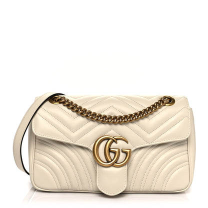 Gucci Calfskin Matelasse Small GG Marmont Shoulder Bag White 1 of 11