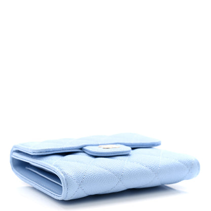 Chanel Caviar Quilted Compact Flap Wallet Light Blue 4 of 10