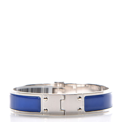 Hermes Enamel Charniere Uni Narrow Hinged Bracelet S Bleu Royal 3 of 7