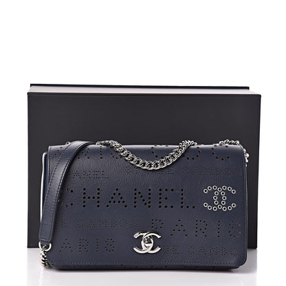 Chanel Calfskin Tweed Eyelet Flap Bag Navy 14 of 14