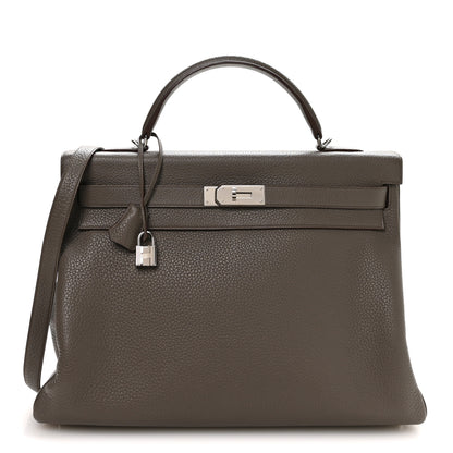 Hermes Taurillon Clemence Kelly Retourne 40 Etain 1 of 11
