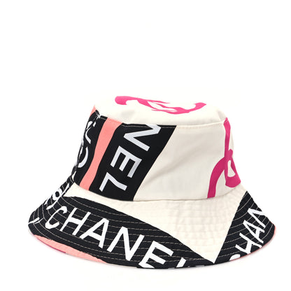 Chanel Cotton Logo Cloche Hat S Ecru Black Pink 5 of 9