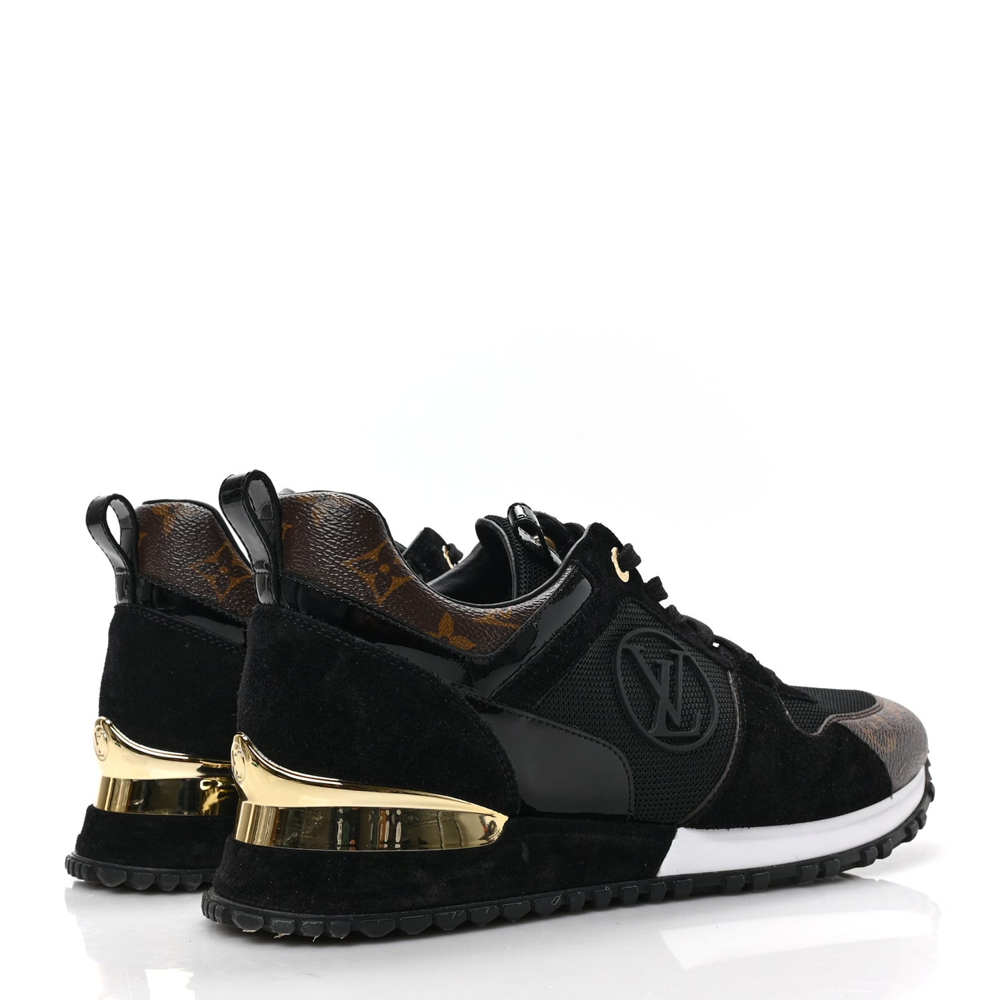 Suede Monogram Run Away Sneakers 39.5 Black
