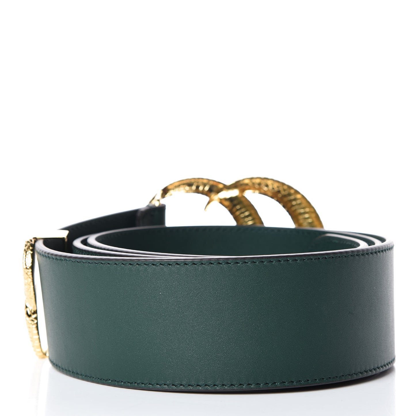 Calfskin Lizard Double G 50mm Belt 105 42 Vintage Green