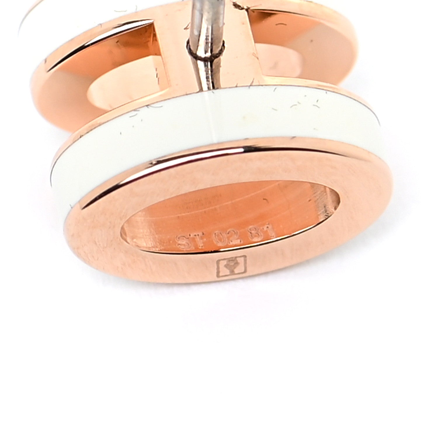 Hermes Rose Gold Lacquered Mini Pop H Earrings White 6 of 7