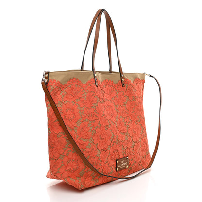 Valentino Garavani Canvas Glam Lace Reversible Tote Orange 3 of 10